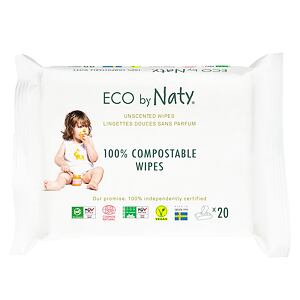ECO by Naty vlhčené ubrousky bez vůně - pro citlivou pokožku (20 ks) - cestovní balení