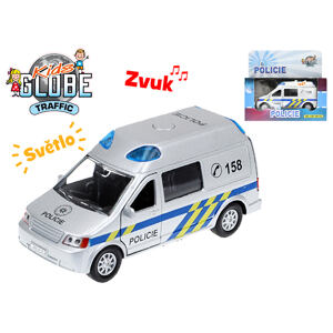 Kids Globe Traffic Auto polícia 13cm kov spätný chod na batérie so svetlom a zvukom