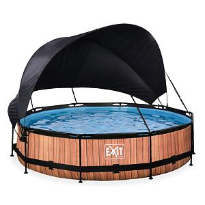 EXIT Frame Pool o360x76cm (12v Cartridge filter) – Timber Style + Canopy