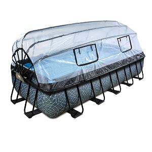 EXIT Frame Pool 5.4x2.5x1m (12v Sand filter) – Stone Grey + Dome + Heat Pump