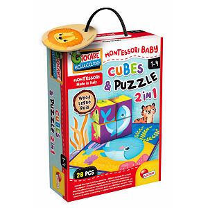 Lisciani Montessori dřevěné kostky a puzzle