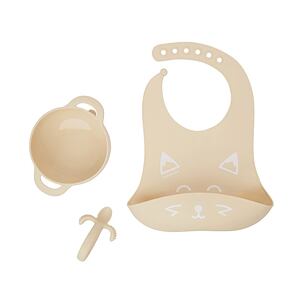 Babymoov Silikonová miska s přísavkou, lžičkou a bryndáčkem FIRST´ISY KIT Fox