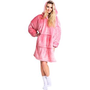 Cozy Noxxiez CH356 Růžová - hřejivá televizní mikinová deka s kapucí pro teenagery a dospělé