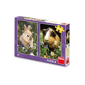 Dino Králíček a morče 2x48 dílků Puzzle