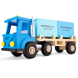 New Classic Toys Dřevěný nákladní vůz se dvěma kontejnery - Harbor Line