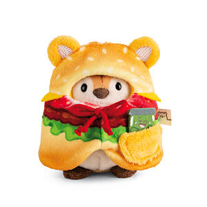 NICI Plyš MyMochi Tygr Tiggy 8cm v kostýmu hamburger a okurkou