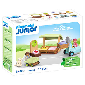 Playmobil Junior: Stánek s biopotravinami a vysokozdvižný vozík