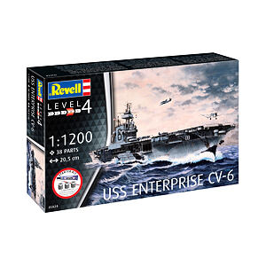 Revell Starter Kit loď 75824 - USS Enterprise CV-6 (1:1200)