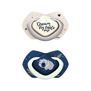Canpol babies Set symetrických silikónových cumlíkov Light touch 0-6m SLEEPY KOALA modrý