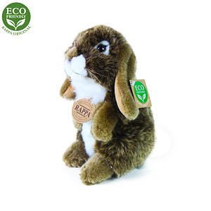 Rappa Plyšový králik hnedý stojaci , 18 cm, ECO-FRIENDLY