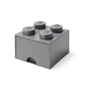 LEGO Úložný box 4 s šuplíkem - tmavě šedá
