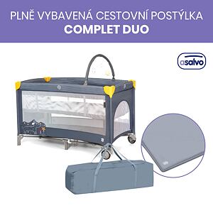 Asalvo COMPLET DUO cestovná postieľka (závesné lôžko, hrací oblúk), puppy