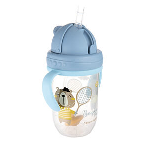 Canpol babies Nevylievací hrnček so slamkou a závažím BONJOUR PARIS 270ml modrý