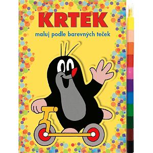 Maľuj podľa farebných bodiek + MAXI voskovka - Krtko 1