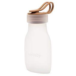 New Baby Silikonová lahvička na mateřské mléko hnědá