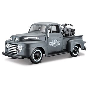 Maisto Harley-Davidson Custom, 1948 Ford F-1 Pickup + 1:24 1942 WLA Flathead, 1:24