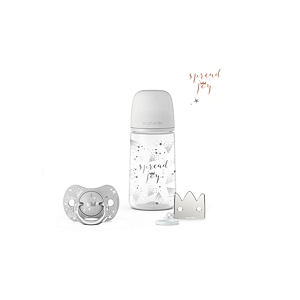 SUAVINEX SADA 270ml + DUDLÍK FYZIOLOGICKÝ 0/6M + KLIP JOY STŘÍBRNÁ