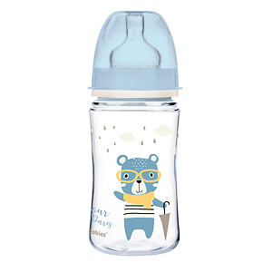 Canpol babies Lahev se širokým hrdlem BONJOUR PARIS 240ml modrá