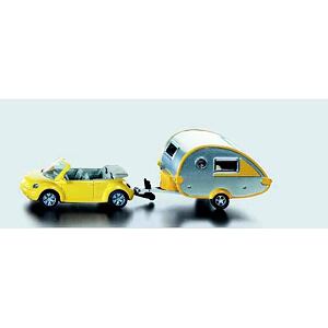 SIKU Blister VW Käfer mit Wohnwagen