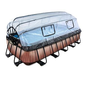 EXIT Frame Pool 5.4x2.5x1m (12v Sand filter) – Timber Style + Dome