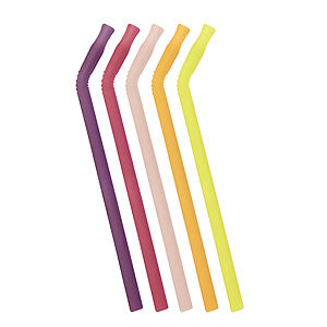 b.box Set silikónových slamiek - ružová/oranžová