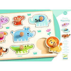 DJECO Dřevěné puzzle Hippo’n’Co
