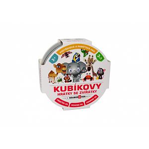Kubíkove hrátky so zvieratkami 3v1 v plechovej krabičke 10x4 cm 4ks v boxe