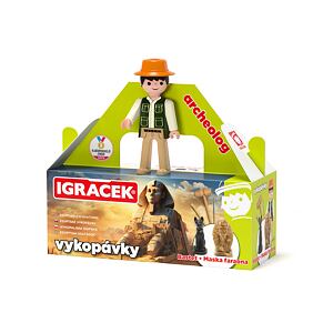 Efko Igráček, Archäologe – Figurine mit ägyptischen Ausgrabungen einer Pharaonenmaske und einer Stat