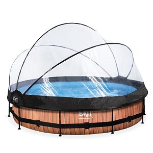 EXIT Frame Pool o360x76cm (12v Cartridge filter) – Timber Style + Dome