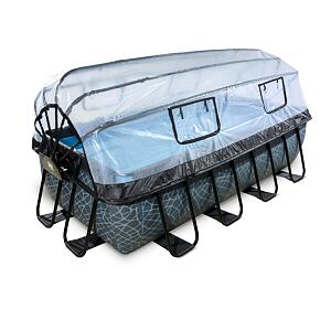 EXIT Frame Pool 4x2x1m (12v Sand filter) – Stone Grey + Dome