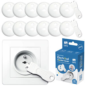 Sipo Ochranné kryty na elektrické zásuvky, set 12ks + 2x kľúče, BIELA