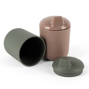 Dantoy Tiny Bio hrníčky s víčkem Olive/Mocca 2ks 0m+