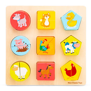 New Classic Toys Dřevěné vkládací puzzle - Tvary a zvířata
