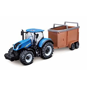 Bburago 1:50 Farm Traktor New Holland s vlečkou pro koně