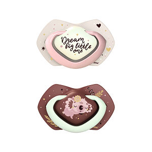 Canpol babies Set symetrických silikónových cumlíkov Light touch 6-18m SLEEPY KOALA ružový