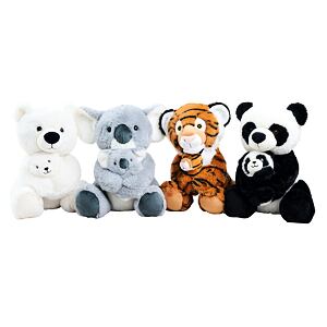 Nicotoy Panda, Koala, Tiger, Eisbär Plüsch sitzend 28 cm, 4 Arten