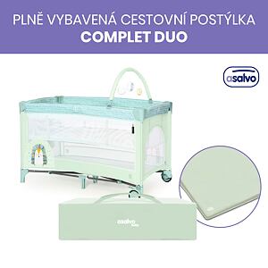 Asalvo COMPLET DUO cestovná postieľka (závesné lôžko, hrací oblúk), hedgehog