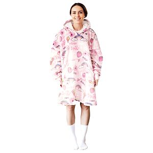 Cozy Noxxiez CH373 Sweets Print - warme TV-Sweatdecke mit Kapuze für Jugendliche und Erwachsene