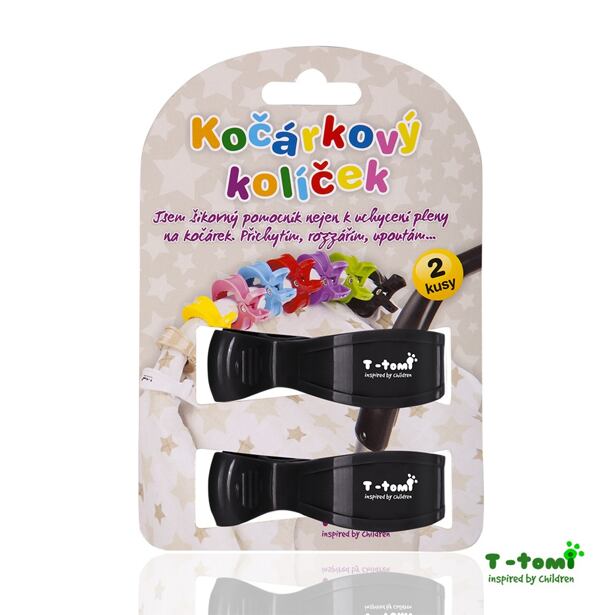 T-TOMI Kočíkový kolíček, black / čierna