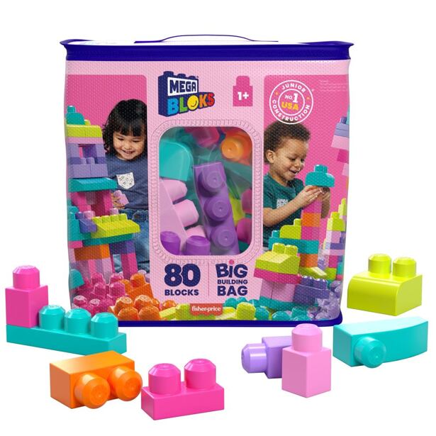 Mattel Mega Bloks First Builders Vrece kociek - ružový
