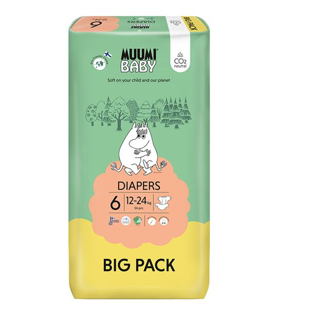 Muumi Baby 6 Junior 12-24 kg (36 ks), eko plienky