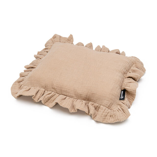T-TOMI Mušelínový vankúšik s volánikom Beige