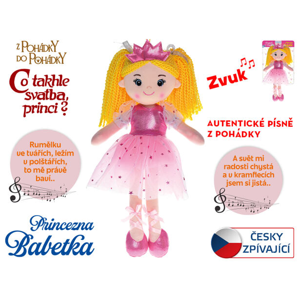 Mikro Trading Bábika Princezná Babetka 35cm mäkké telo na batérie česky spievajúci
