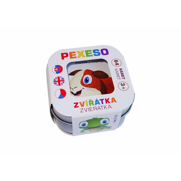 Teddies Pexeso Zvieratká 64 kariet v plechovej krabičke