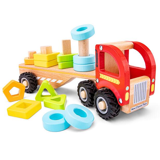 New Classic Toys Dřevěný třídící a stohovací kamion