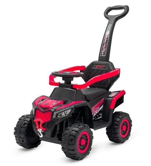 Detské elektrické odrážadlo Baby Mix Ruggy s vodiacou tyčou červenú