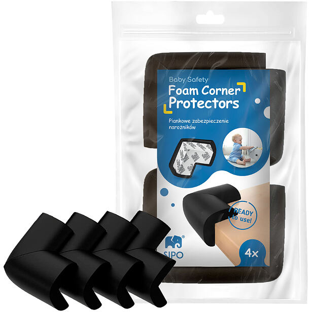 Sipo Eckenschutz, Schaumstoff, 4-teiliges Set, SCHWARZ