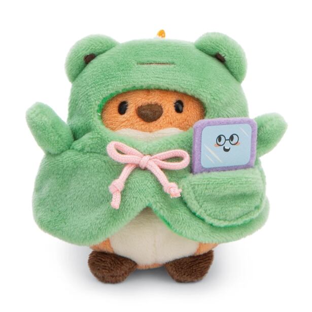 NICI plyš MyMochi Líška Geeks 8cm v kostýme žabky a videohrou, set darčekové balenie 8,5x6,5x10cm