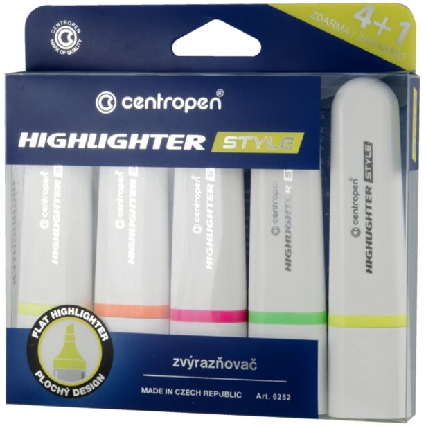 Centropen Zvýrazňovač STYLE sada 4+1 neónová