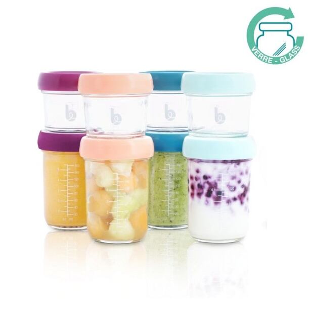 Babymoov sklenené misky s viečkami MULTISET (4x100ml + 4x220ml)